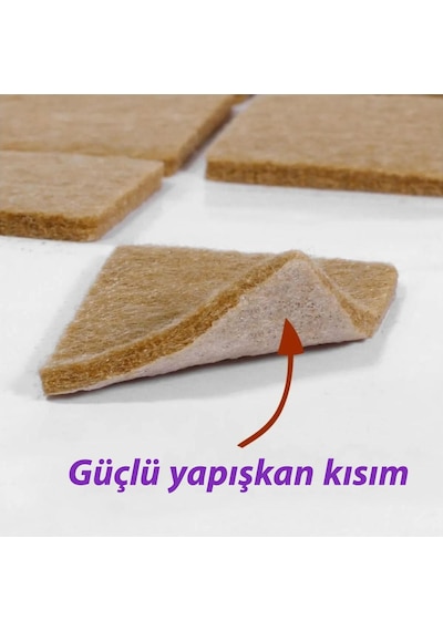 Yapışkanlı Kare Keçe Masa Sandalye Parke Zemin Ayak Koruyucu Kaydırmaz Keçesi 30x30 Mm 21'li Paket