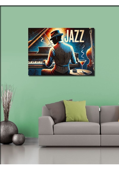 Kanvas Tablo Caz Piyanisti Ve Blues Gecesi