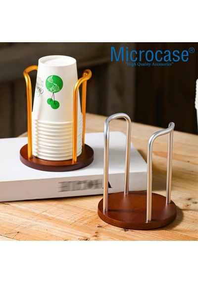 Microcase Ahşap Görünümlü Bardak Tutucu Düzenleyici Tek Bölmeli Al5435 Gümüş Diğer
