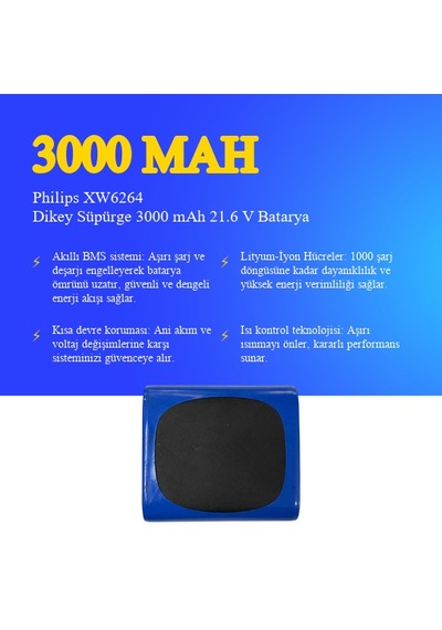 Philips Xw6264 Dikey Süpürge 3000 Mah 21.6v Batarya