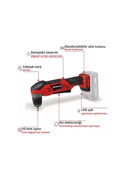 Einhell TE-AD 18 Li - Solo Akülü Dik Açılı Vidalama - 4514290