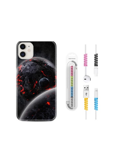 Apple Uyumlu iPhone 13 Mini Kılıf Kablo Koruyuculu Dark World 1867