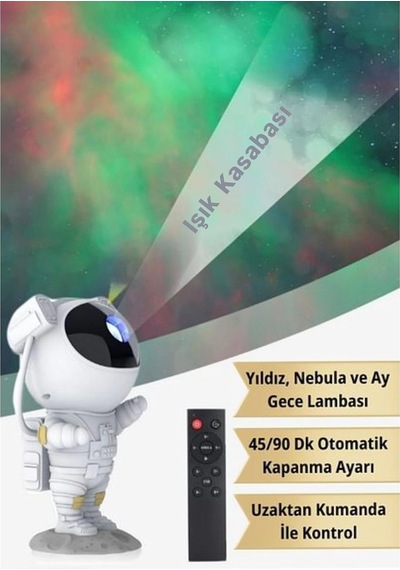 Işık Kasabası 20 Astronot Galaksi Projektör Kumandalı Gece Lambası Yıldız Ve Samanyolu Projeksiyon Işığı Re