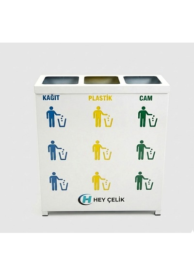 3 Lü Sıfır Atık Kutusu Geri Dönüşüm Ünitesi Gd-213 Metal Atık Ayrıştırma Sistemi Hey Çelik
