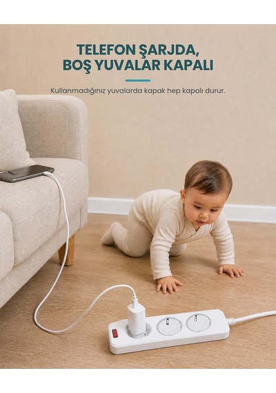 Çocuk Priz Koruyucu Ve Güvenlik Kapağı, Bebek Priz Kilidi, Kendiliğinden Kapanan Döner Mekanizma, Topraklı Duvar