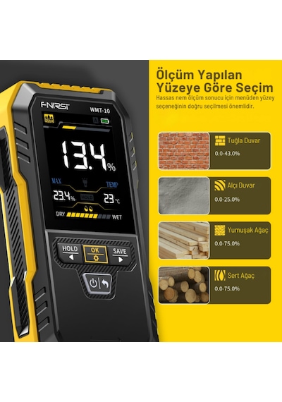 Fnırsı Wmt-10 Manyetik Nem Ölçer Ahşap & Yapı Malzemeleri
