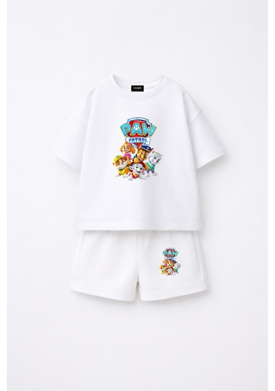 Fasardi Paw Patrol Baskılı Oversize %100 Pamuk Tişört Şort Çocuk 2li Takım Beyaz Fasardi Paw Patrol Baskılı Oversize %100 Pamuk Tişört Şort Çocuk 2li Takım Beyaz