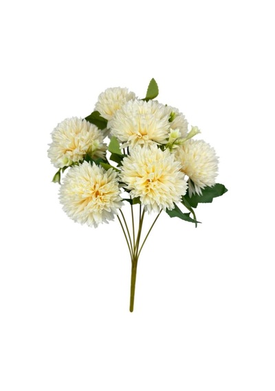 Yapay Çiçek Krizantem Krem Renk Kartopu Büyük Boy 7 Toplu 40cm Krem