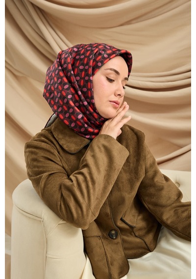 Silk Home Twill İpek Eşarp 11481-19 Yeşil, Kırmızı, Bordo, Mor