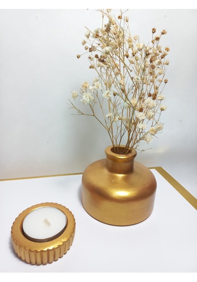 Şık Tasarım Antiquity Gold Rengi Minimal Vazo, Masa Ve Sehpa Üzeri, Dekoratif Aksesuar Gold