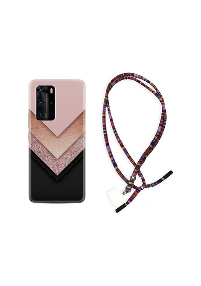 Huawei P40 Pro Kılıf Rasta Boyun Askılı Great Marble 1405
