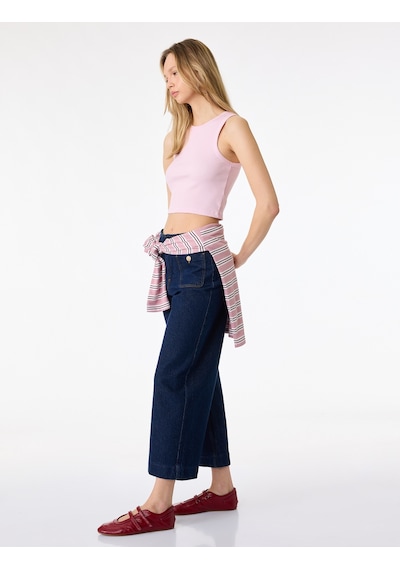 Koton Pamuklu Cepli Normal Bel Culotte Pantolon - Culotte Jeans Koyu İndigo 7wal40032md Indigo Koton Pamuklu Cepli Normal Bel Culotte Pantolon - Culotte Jeans Koyu İndigo 7wal40032md Indigo