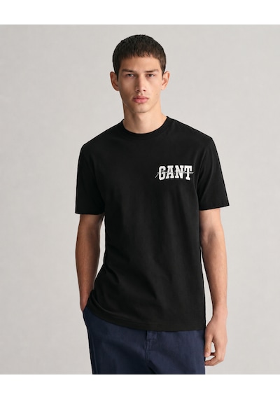 Gant Saf Pamuk Regular Fit Bisiklet Yaka Erkek Tişört 433.l Siyah
