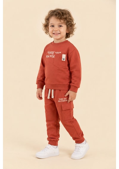 Ahengim Erkek Çocuk Pamuklu Baskılı 2 Li Takım Sweatshirt Eşofman Altı 1-4 Yaş Ak122 Turuncu Ahengim Erkek Çocuk Pamuklu Baskılı 2 Li Takım Sweatshirt Eşofman Altı 1-4 Yaş Ak122 Turuncu