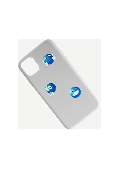 56 Adet Mavi Komik Emoji Sticker Seti - Etiket Seti Sketchbook