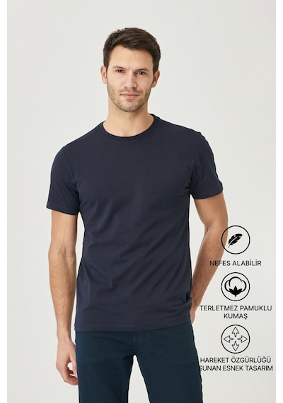 AC&Co / Altınyıldız Classics 4A4800000001LACXS Slim Fit Bisiklet Yaka Kısa Kol Pamuklu Erkek Tişört Lacivert