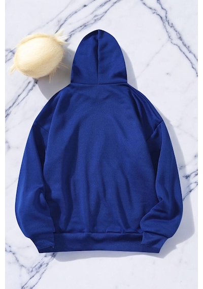 Uyguntarz Blackstar 13 Baskılı Unisex Oversize Sweatshirt Mavi