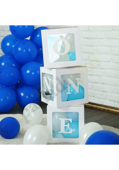 One Yazılı Beyaz Kutu ve Balon Seti Erkek Bebek 1 Yaş Doğum Günü Kutlama One Yazılı Beyaz Kutu ve Balon Seti Erkek Bebek 1 Yaş Doğum Günü Kutlama