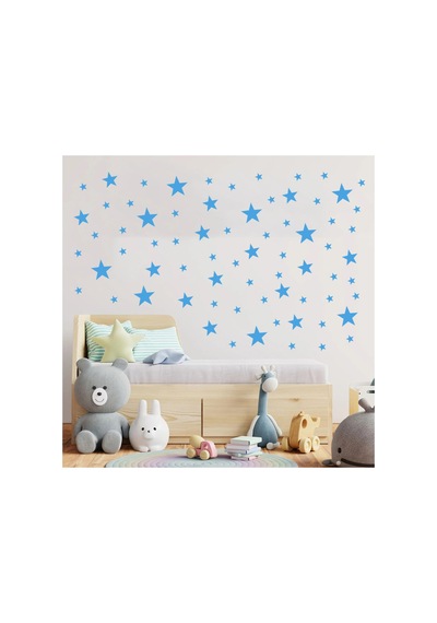 Yıldız Duvar Sticker - 2,5 - 5 - 7,5 - 10cm Karışık Ebatlarda - 155 Adet Mavi
