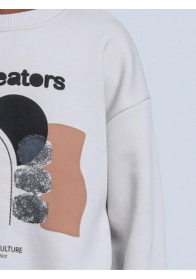 Jack Lions Erkek Çocuk Art Creators Yazılı İnce Şardonlu 2 İplik Sweatshirt-14256 Gri