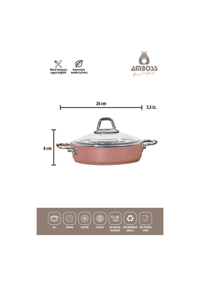Amboss Crystal 7 Parça Granit Çift Renkli Tencere Seti - Rose Gold