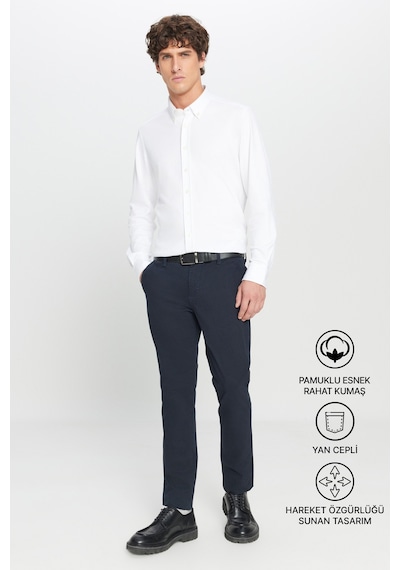 Ac&Co / Altınyıldız Classics Slim Fit Dar Kesim Pamuklu Esnek  Chino Erkek Pantolon - Lacivert