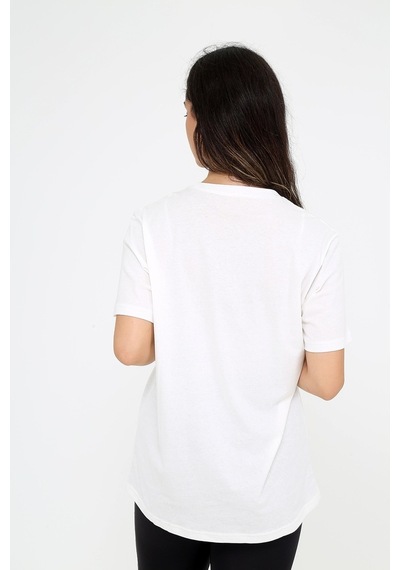 Rubadi Oversize Bol ve Geniş Kesim Bisiklet Yaka Basic Salaş Model T-Shirt Ekru