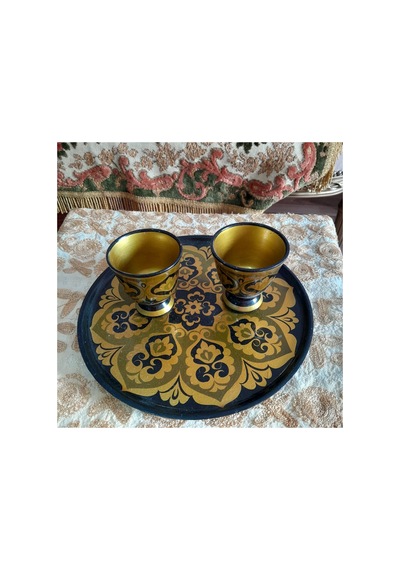 Rusya Tabak Ve Kadehler Sarı