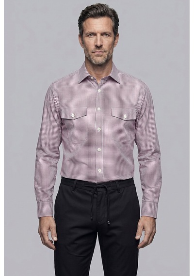 Bisse Kırmızı Regular Fit Cepsiz Uzun Yaka Gömlek Gmeks261049 C24
