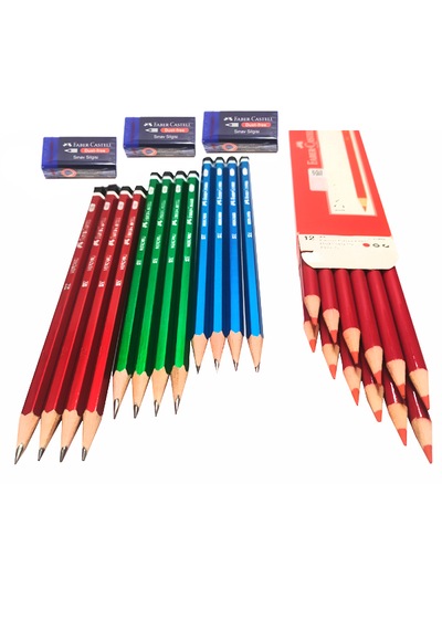 Faber Castell Kırtasiye Kalem Seti Mercanlı Kurşun Kalem Silgi