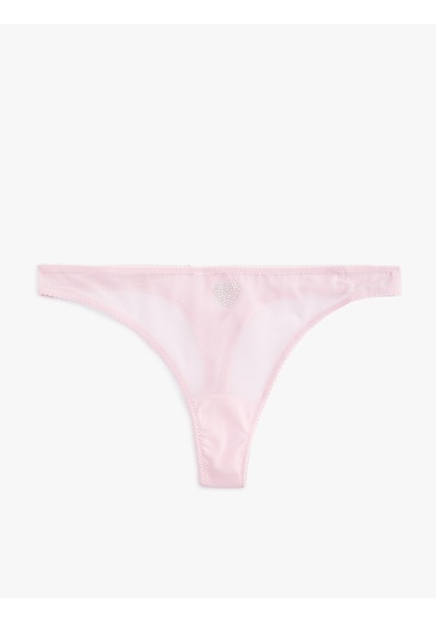 Koton Kalpli Taş Detaylı Transparan Tül String Külot Pembe 5slk30109mk Gül