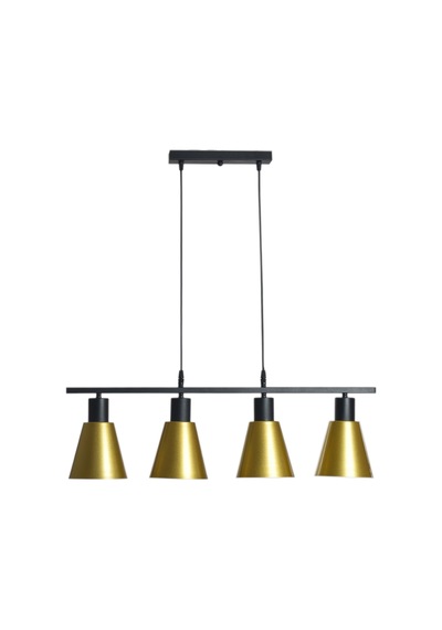 Pera Modern Salon - Mutfak - Cafe Metal Sıvama 4 Lü Siyah Kasa Gold Renk Sarkıt Avize Diğer