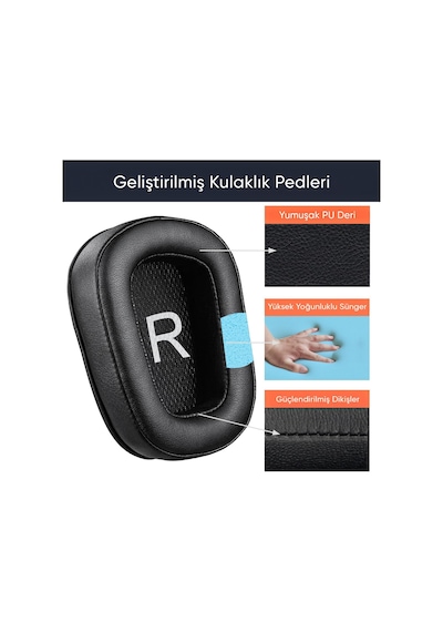 Logitech İle Uyumlu G930 G430 F450 G432 G431 G332 G231 G230 İçin Suni Deri Kulaklık Pedi Yüksek Kaliteli Materyal Kulaklık Süngeri