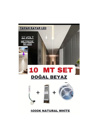 Tavan Akışkan Piksel Kayar Led Sistemi 12 Volt Kit / 10 Metre /4000k Doğal Beyaz
