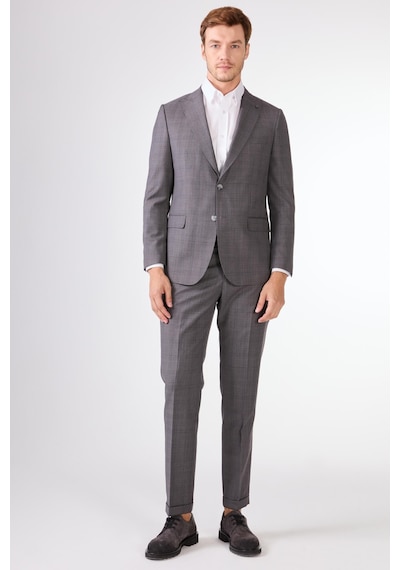 Dufy Erkek Regular Fit Sivri Yaka Gri Takım Elbise-18758