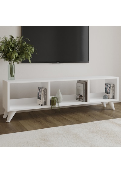 Tina Tv Sehpası 120 Cm Açık Meşe Renkli, Retro Tarz Ahşap Ayaklı Minimal Tv Sehpası Beyaz Tina Tv Sehpası 120 Cm Açık Meşe Renkli, Retro Tarz Ahşap Ayaklı Minimal Tv Sehpası Beyaz