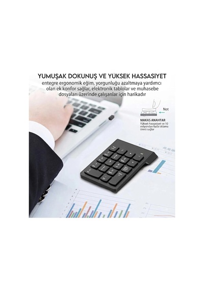 2.4ghz Kablosuz Nümerik Klavye Ultra İnce Taşınabilir Numpad