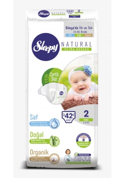 Sleepy Natural Bebek Bezi 3-6 KG 2 Numara Mini 42 Adet