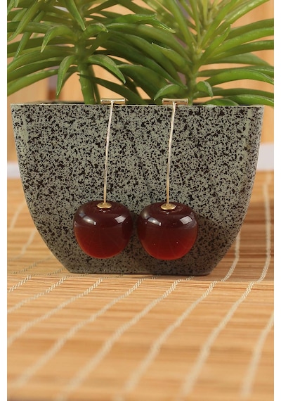 Ezoconcept Gold Renk Kiraz Model Kadın Küpe Çok Renkli