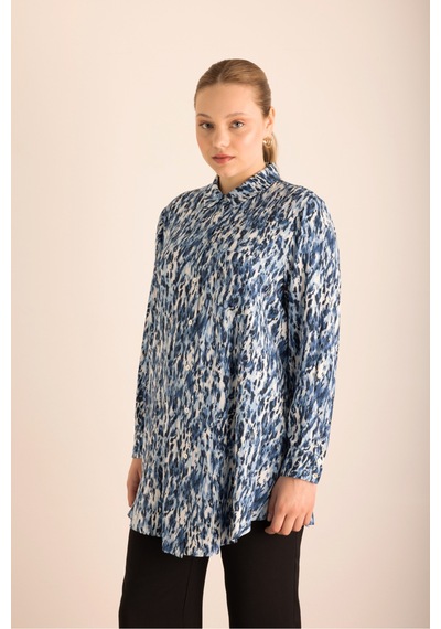 Aker Leopar Desenli Viscon Tunik Mavi Mavi