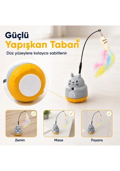 Kedi Şekilli Dönen Peluş Balıklı Olta Oyuncağı