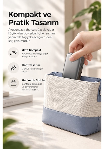 Aukey Pb-y55-wh Spark Mini 10000 Mah Kompakt Hızlı Şarj Powerbank - Beyaz