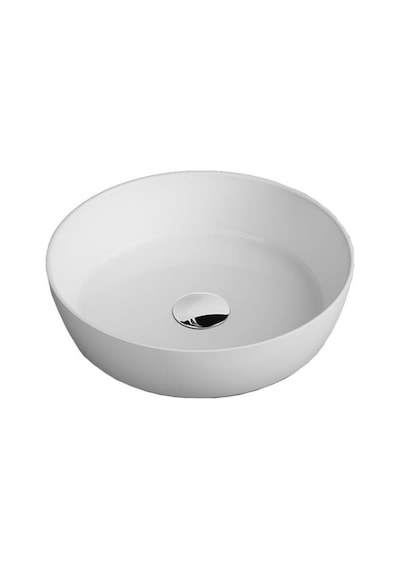 Tezgah Üstü Set Üstü Lavabo 45 Çap Yuvarlak Quarter Bath Round Line Beyaz