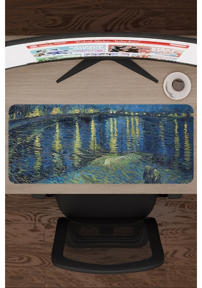 Van Gogh Ren Nehrinde Yıldızlı Gece V5 70x30 Xl Gaming Kauçuk Kaymaz Taban Mouse Pad Fare Altlığı