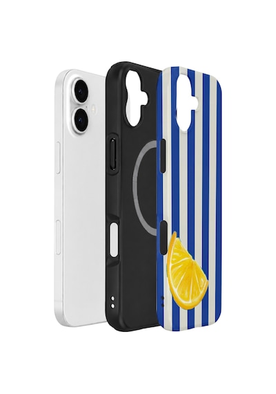 Apple iPhone Uyumlu 17 Vorian Çift Katmanlı Magsafe Kılıf Lemon Coast Stripe