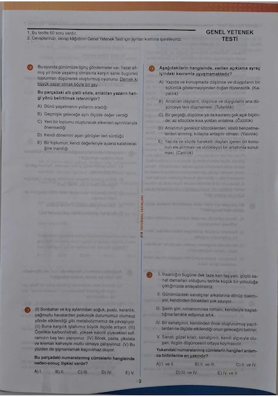 2026 KPSS ÖSYM Arşivi Çıkmış Soru Karma Genel Yetenek Genel Kültür D. Çözümlü Deneme 10/7.Kitapçık