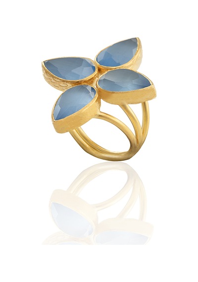 Kadir Jewellery 22 Ayar Altın Kaplama Zirkon Taşlı Kadın Otantik Yüzük Mavi 12554363