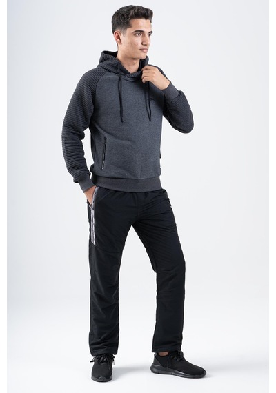 Maraton Sportswear Regular Erkek Kapşonlu Uzun Kol Basic Siyah Sweatshirt 21392-siyah Siyah
