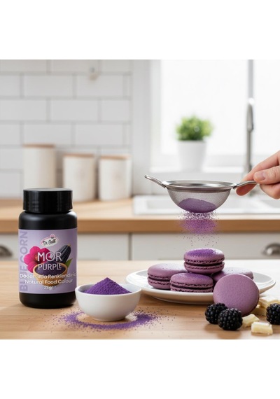 Toz Mor Doğal Gıda Boyası 25 G Bitkisel Kaynaklı, Pasta Ve Tatlılar İçin Katkısız Renk Boyası