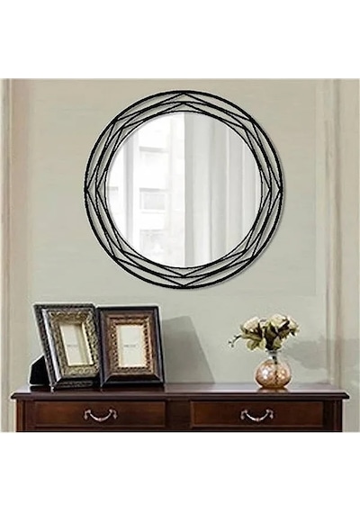 Favdecor Modern Metal Dekoratif Duvar Aynası Siyah